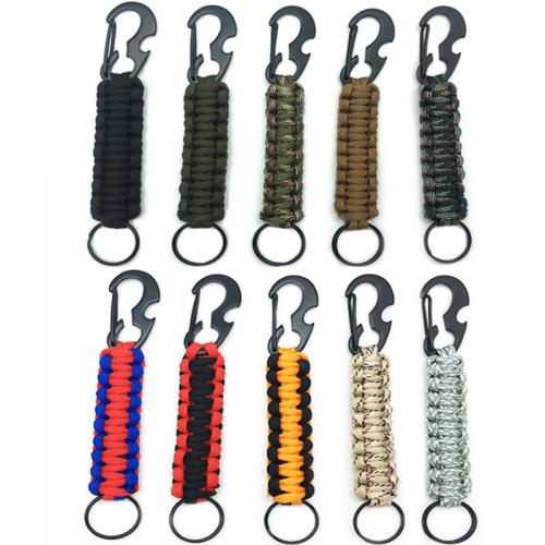 Fashion Carabiner Key Ring, Parachute Cord, with 201 Stainless Steel & Aluminum, portable & with bottle opener & Unisex 160mm 