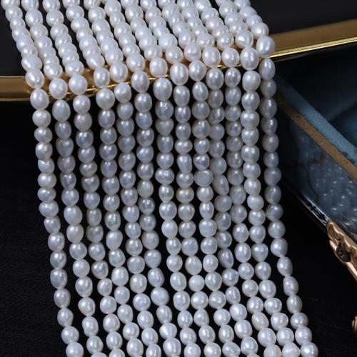 Perlas Keishi Cultivadas de Agua Dulce, Perlas cultivadas de agua dulce, Bricolaje, Blanco, 5mm, longitud:aproximado 35 cm, Vendido por Sarta
