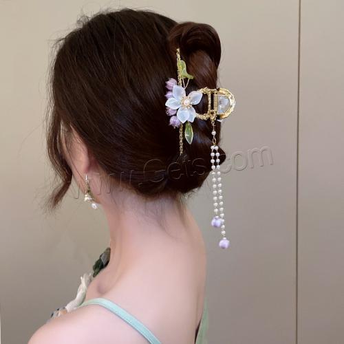 Haarklammer, Zinklegierung, mit Harz & Kunststoff Perlen, handgemacht, verschiedene Stile für Wahl & für Frau, keine, 115x55mm, verkauft von PC[