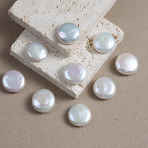 Button Cultured Freshwater Pearl Beads, Button Shape, DIY white, Length about 12-13mm 