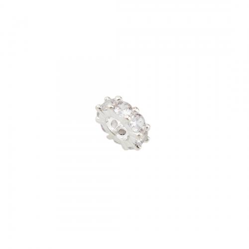 Cubic Zirconia Micro Pave Brass Beads, platinum color plated, DIY & micro pave cubic zirconia Approx 4mm 