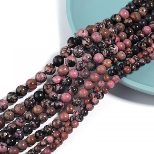 Perles rhodonites, Pierre de rhodochrosite rayée noire, Rond, DIY & normes différentes pour le choix, couleurs mélangées, Vendu par brin