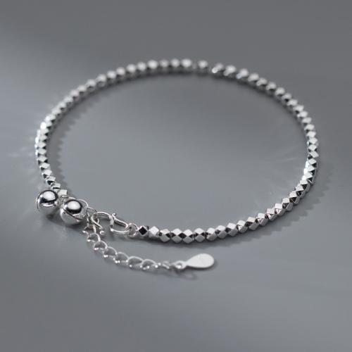 Sterling Silver Bracelets, 925 Sterling Silver, with 4CM extender chain, plated, for woman, silver color Approx 16.5 cm 