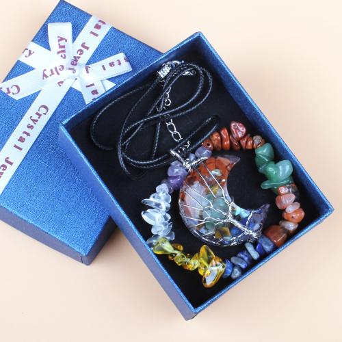 Подарочные наборы ювелирных украшений, Полудрагоценный камень, ювелирные изделия моды, разноцветный продается Box