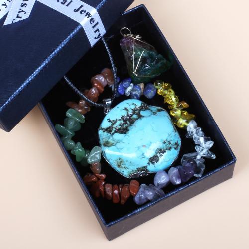 Sistemas del regalo de la joyería, Piedras preciosas, color mixto, about:27*38*12mm-36*45*15mm, Vendido por Caja