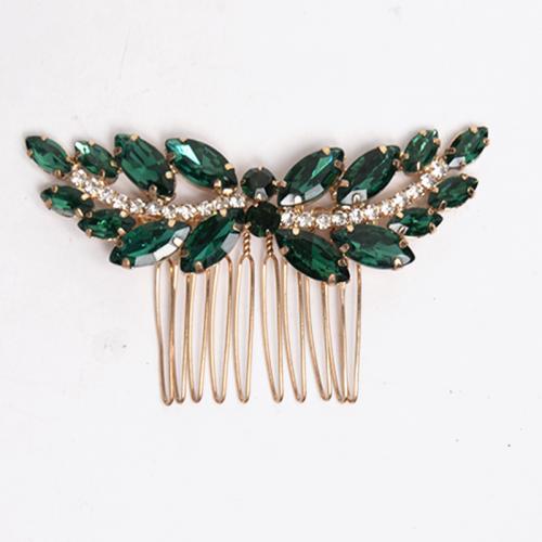 Decorative Hair Combs, Iron, with Crystal & Rhinestone, fashion jewelry & for woman 