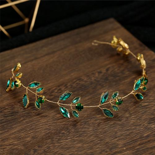 Headband, Zinc Alloy, with Crystal, fashion jewelry & for woman, green [