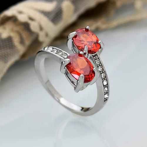 Zirkonia Messing Finger Ring, mit kubischer Zirkonia, Modeschmuck & verschiedene Größen vorhanden & für Frau, Granat, verkauft von PC