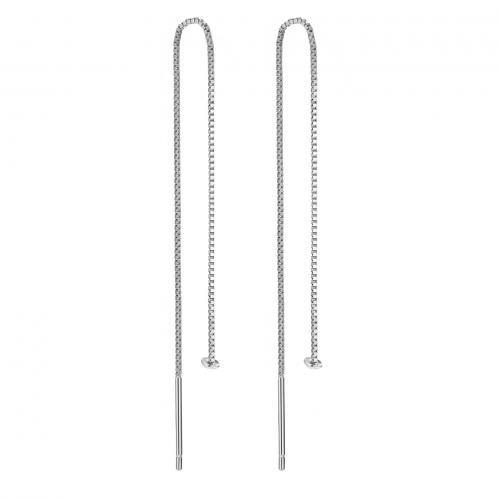 Sterling Silver Earring Drop Component, 925 Sterling Silver, plated, DIY & box chain 80mm 