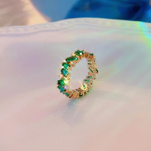 Латунное кольцо с стразами, Латунь, 18K позолоченный, ювелирные изделия моды & Женский & со стразами, продается PC