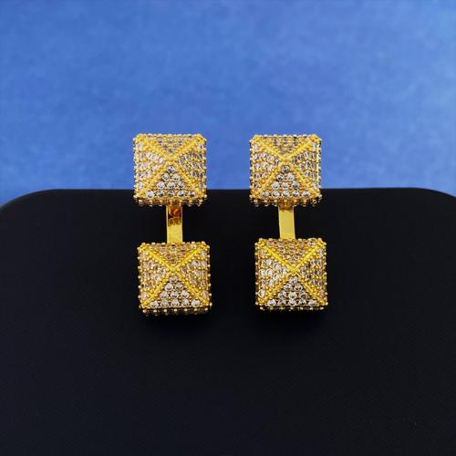 Rhinestone Brass Drop Earring, fashion jewelry & for woman & with rhinestone, 28mm 