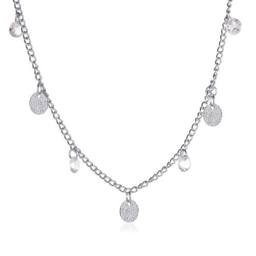 Zinc Alloy Necklace, with Crystal, with 8cm extender chain, silver color plated, fashion jewelry & for woman, silver color Approx 46 cm 