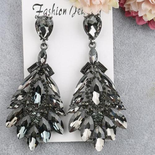 Crystal Drop Earring, Zinc Alloy, with Crystal, plated, fashion jewelry 