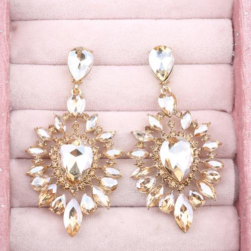 Crystal Rhinestone Earring, Zinc Alloy, with Crystal, plated, fashion jewelry & with rhinestone [