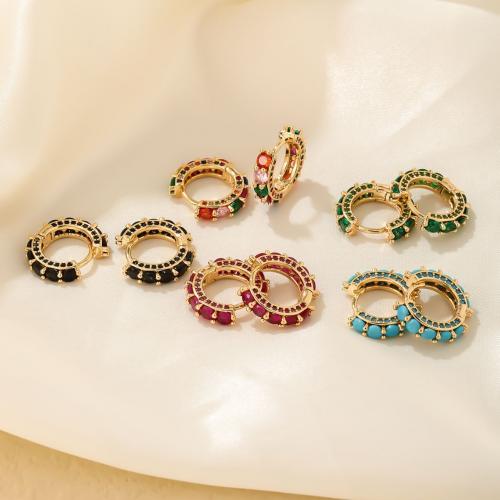 Boucles d'oreilles en laiton zircon cubique pavent, Placage, bijoux de mode & pavé de micro zircon & pour femme, plus de couleurs à choisir Vendu par paire[