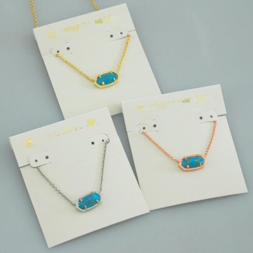 Turquoise Jewelry Necklace, Brass, with turquoise, with 7CM extender chain, plated, for woman Approx 38 cm 