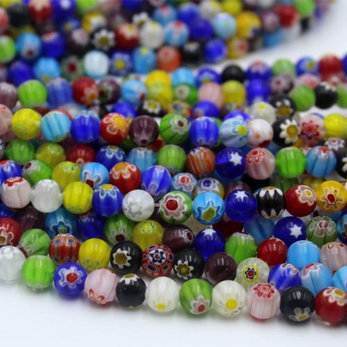 Millefiori Scheibe Lampwork Perlen, Millefiori Lampwork, rund, DIY & verschiedene Größen vorhanden, gemischte Farben, verkauft von Strang
