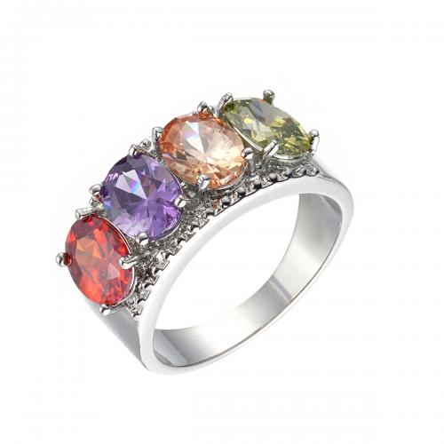 Kristall Messing Finger Ring, mit Kristall, platiniert, Modeschmuck & verschiedene Größen vorhanden & Micro pave Zirkonia & für Frau, keine, verkauft von PC