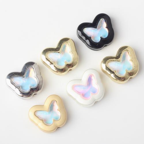Resin Jewelry Beads, Zinc Alloy, with Resin, Butterfly, plated, DIY nickel, lead & cadmium free 
