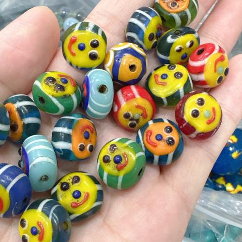 Bumpy Lampwork Beads, Flat Round, DIY, mixed colors, 15mm, Approx [