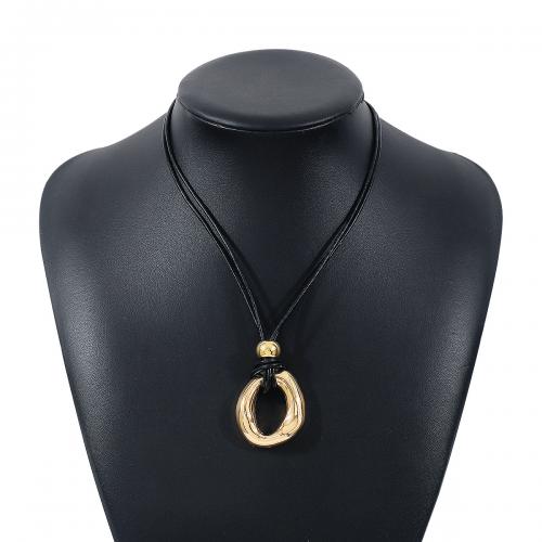 Collar Necklace, Zinc Alloy, with PU Leather, handmade, fashion jewelry & for woman Approx 40 cm 