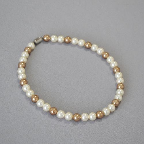 Plastic Pearl Necklace, Round, handmade, fashion jewelry & for woman Approx 43 cm 