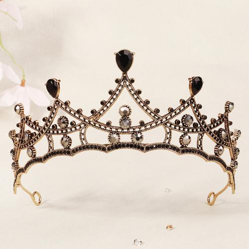 Bridal Tiaras, Zinc Alloy, plated, for woman & with rhinestone, black 