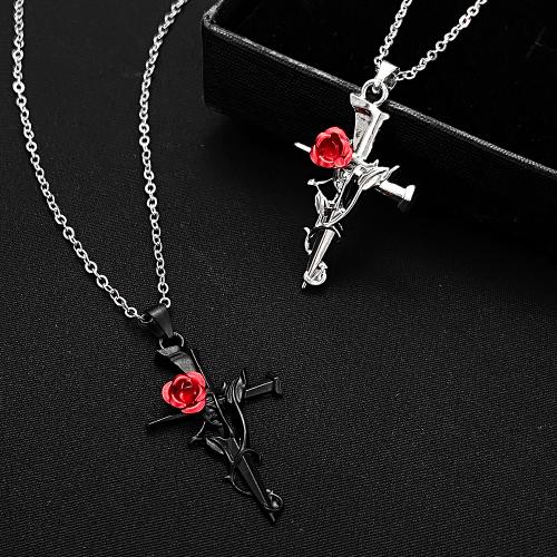 Zinc Alloy Necklace, Cross, plated, fashion jewelry & for woman x22mm Approx 500 mm 