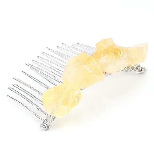 Decorative Hair Combs, Zinc Alloy, with Natural Stone, platinum color plated & for woman 