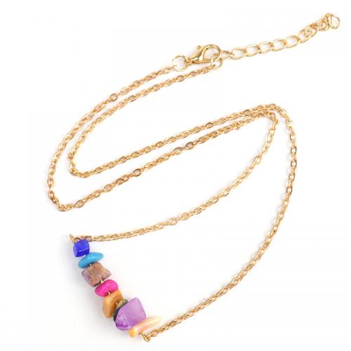 Gemstone Necklaces, Zinc Alloy, with Natural Stone, gold color plated, fashion jewelry & for woman 30mm Approx 50 cm 