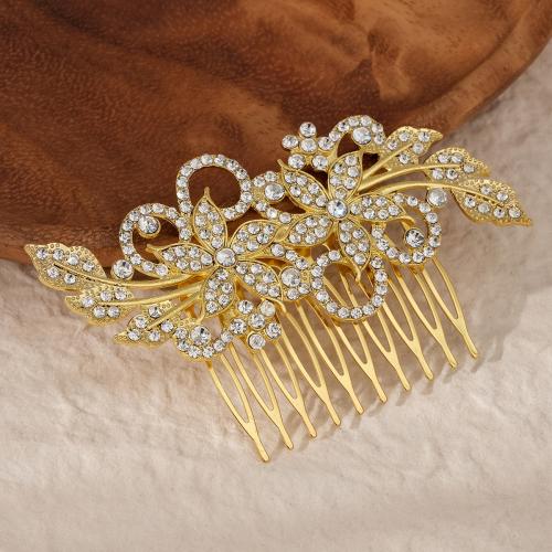 Bridal Decorative Hair Comb, Zinc Alloy, plated, for bridal & with rhinestone [