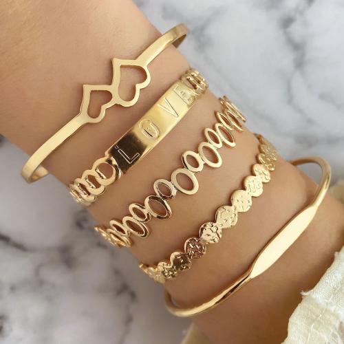 Fashion Zinc Alloy Bracelets, plated, 5 pieces & fashion jewelry, golden 