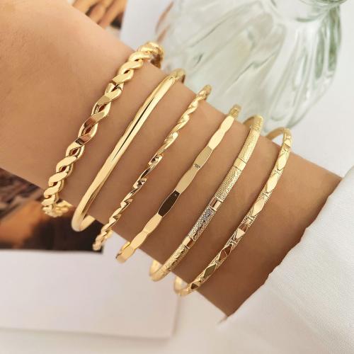 Fashion bracelet en alliage Zinc, alliage de zinc, Placage, 6 pièces & bijoux de mode, doré, Vendu par fixé