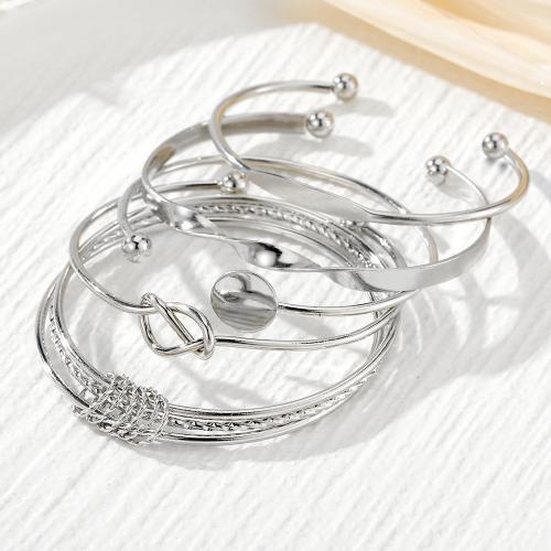Fashion Zinc Alloy Bangle, plated, 5 pieces & fashion jewelry, silver color 