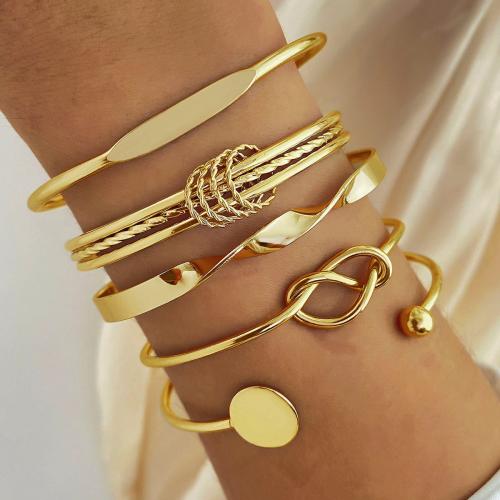 Fashion Zinc Alloy Bangle, plated, 5 pieces & fashion jewelry, golden 