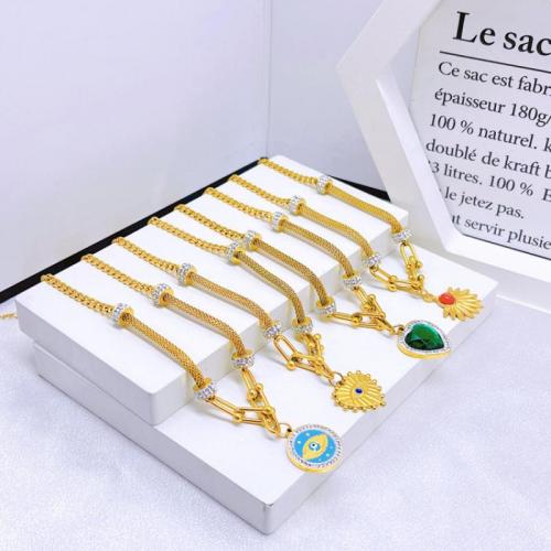 Fashion Sweater Chain Necklace, Titanium Steel, with 6cm extender chain, gold color plated, fashion jewelry & for woman & with rhinestone Approx 39.5 cm 