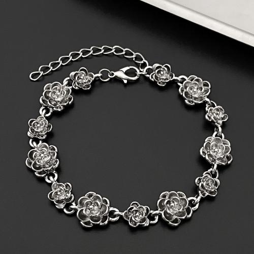 Fashion Zinc Alloy Bracelets, Flower, Antique finish, fashion jewelry & for woman Approx 23 cm 
