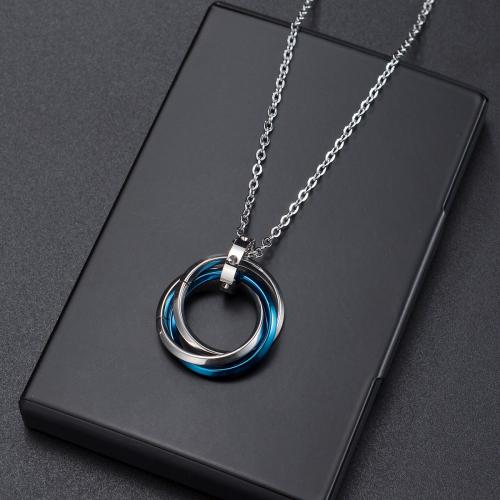 Stainless Steel Sweater Chain Necklace, 304 Stainless Steel, fashion jewelry & Unisex, blue Approx 60 cm 