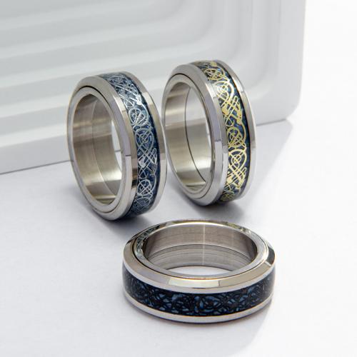 Stainless Steel Finger Ring, 304 Stainless Steel, fashion jewelry & rotatable & Unisex Width 8mm,Thickness 2.2mm 