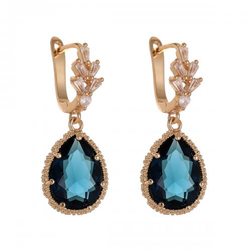 Brass Drop Earring, with Crystal, plated & for woman & with rhinestone, earring length 10-30mm 