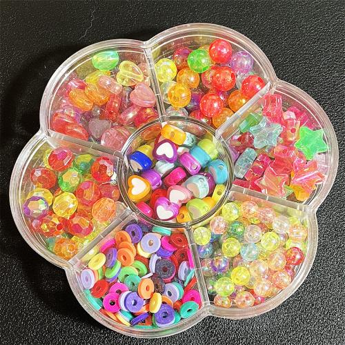 Acrylic Jewelry Beads, with Plastic Box, DIY Length about 6-8mm, Approx 