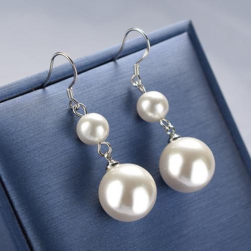 South Sea Shell Drop Earrings, Shell Pearl, with Zinc Alloy, fashion jewelry & for woman, white, 50mm [