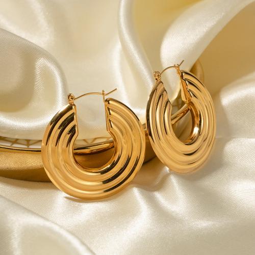 Edelstahl Baumeln Ohrring, 304 Edelstahl, 18K vergoldet, Modeschmuck & für Frau, goldfarben, 40x41.6mm, verkauft von Paar