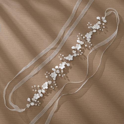 Headband, Zinc Alloy, with Plastic Pearl, Flower, plated & for woman & with rhinestone 