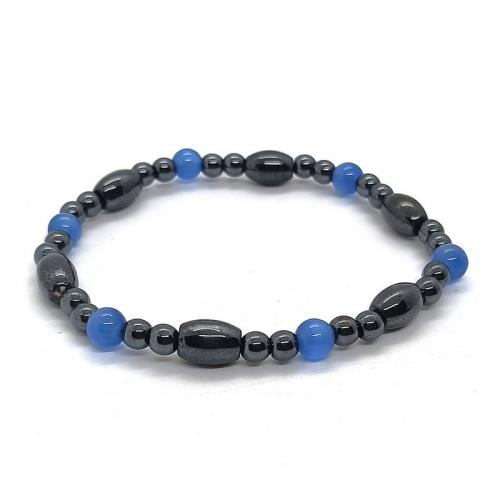 Magnetic Hematite Bracelets, with Cats Eye, fashion jewelry & Unisex, black cm [