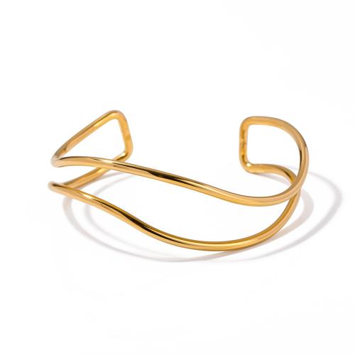 Stainless Steel Cuff Bangle, 304 Stainless Steel, 18K gold plated, fashion jewelry & for woman, golden, Inner Approx 59.7mm 