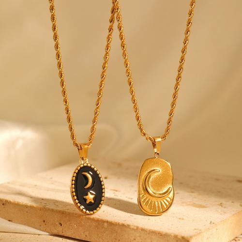 Stainless Steel Sweater Chain Necklace, 304 Stainless Steel, with 5.5cm extender chain, 18K gold plated & for woman & enamel, golden Approx 40 cm 