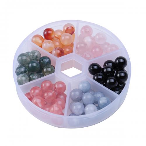 DIY Jewelry Finding Kit, Gemstone, with Plastic Box, Round, 6 cells, mixed colors x2cm mm, Approx 