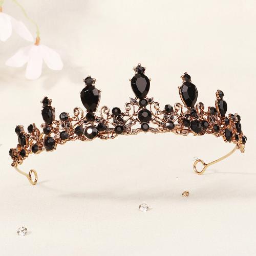 Bridal Tiaras, Zinc Alloy, gold color plated, for woman & with rhinestone, black 