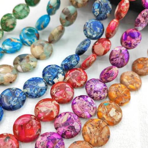 Eindruck Jaspis Perlen, Impression Jaspis, flache Runde, DIY, keine, 16mm, ca. 21PCs/Strang, verkauft von Strang